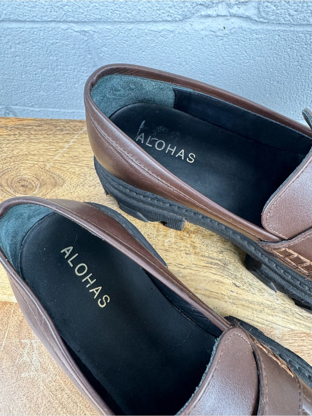 ALOHAS Brown Chunky Lug Sole Penny Loafers - Picture 4 of 15